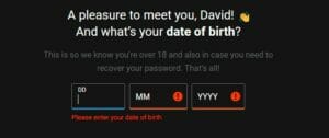 bwin Welcome Offer Date of Birth