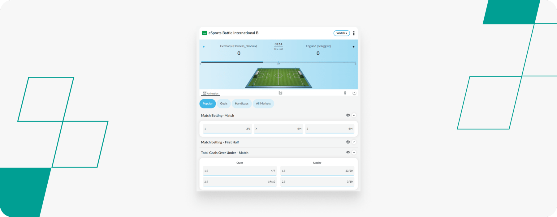 betvictor total goals betting screenshot