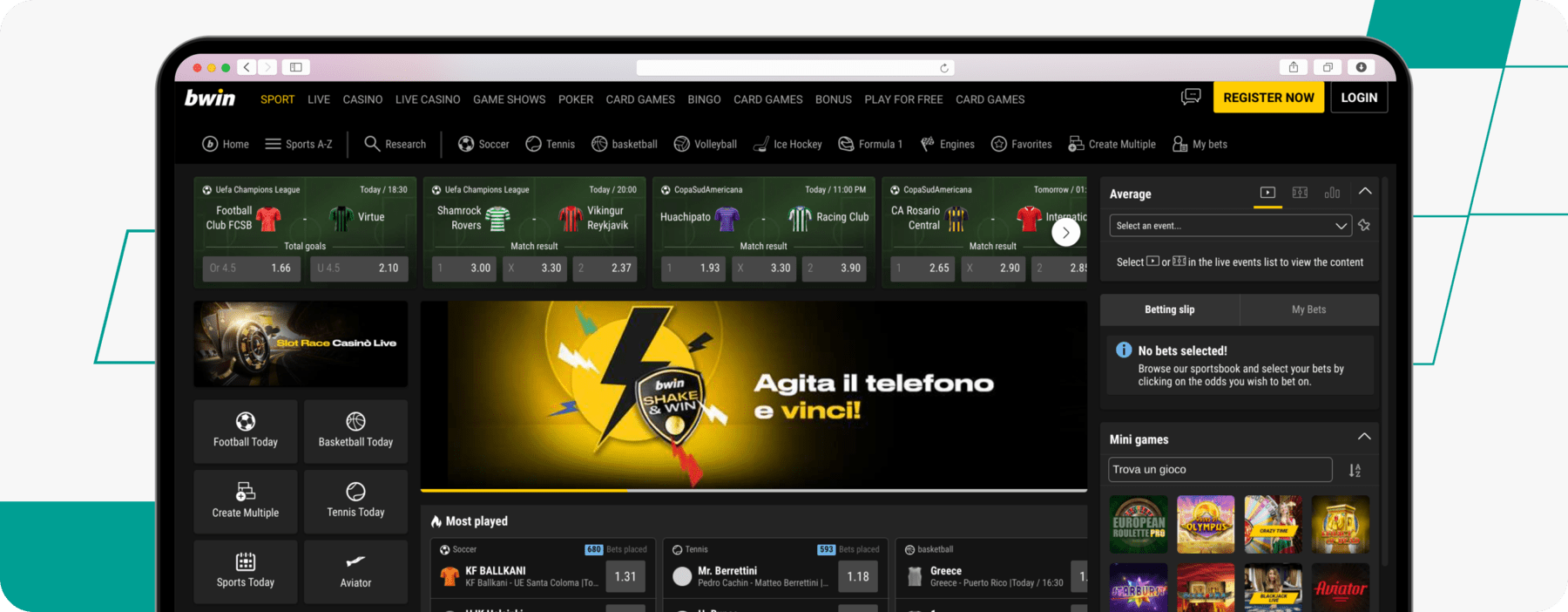 bwin Italy Betting Screenshot