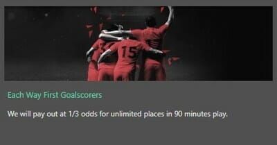 bet365 Each Way First Goalscorers Offer