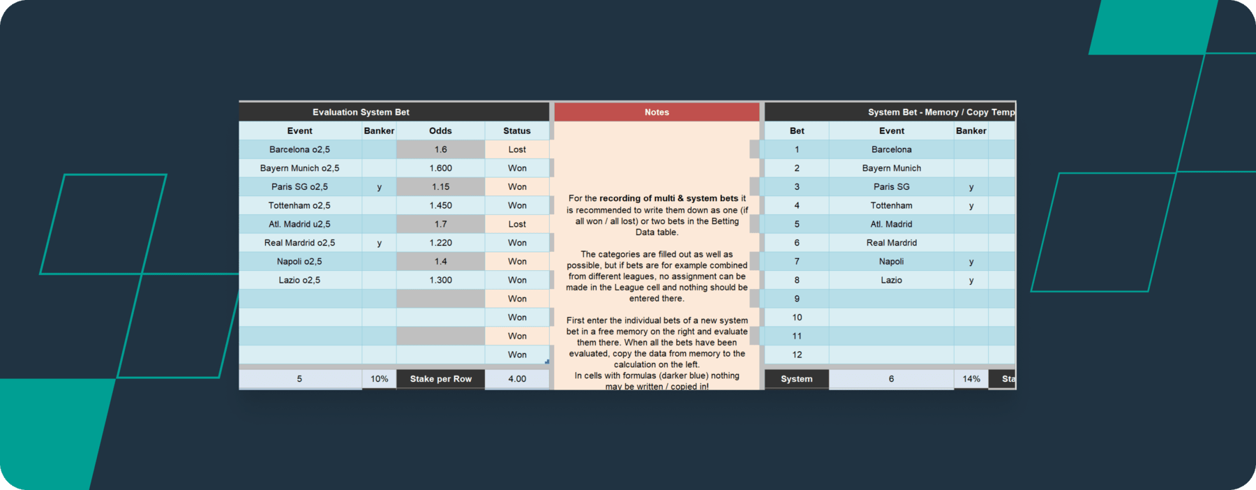 bet manager tool system bets tab screenshot