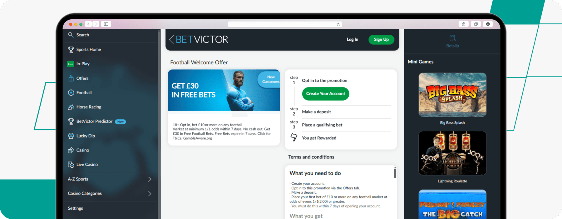 screenshot of betvictor football welcome offer